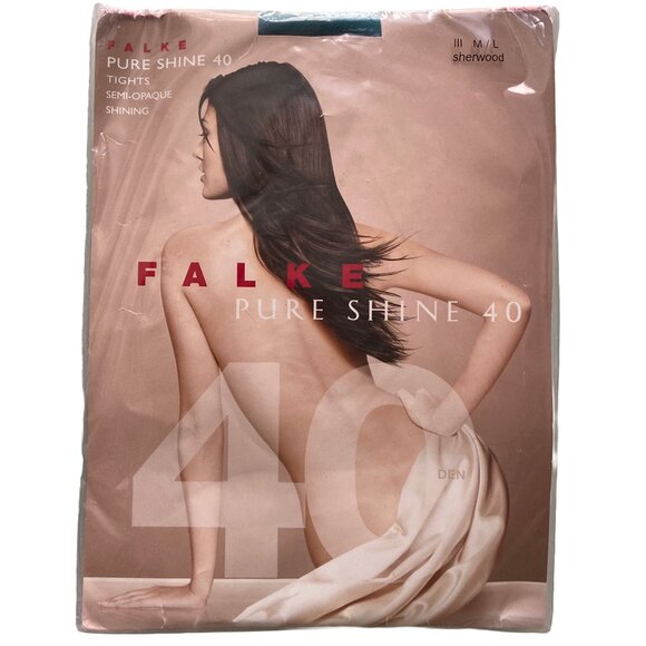 FALKE PURE SHINE 40 MEDIUM LARGE SHERWOOD GREEN NEW - Picture 1 of 2
